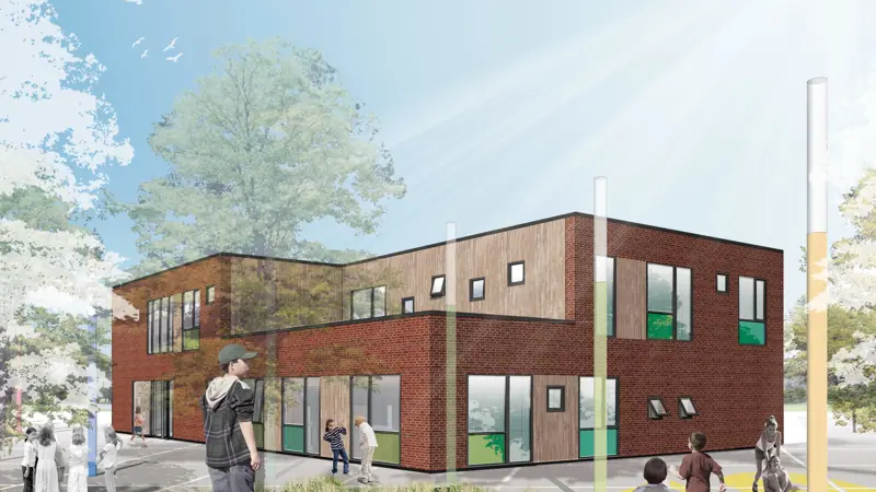Arkitekttegning af Ishøj SFO- og indskoling