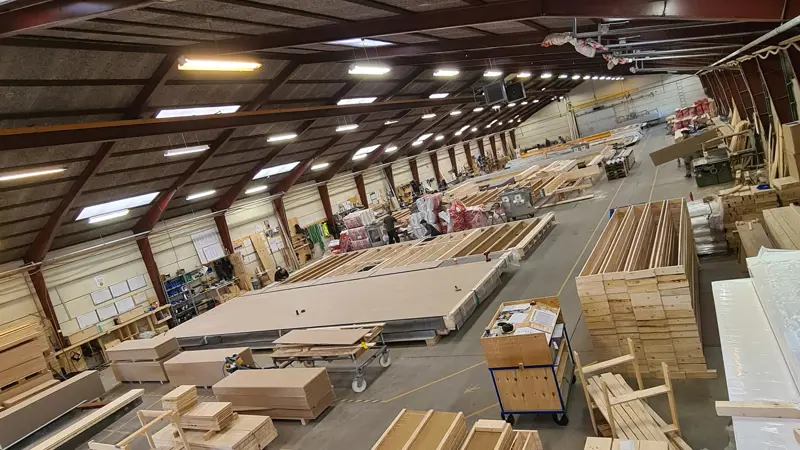 Gulvhallen i produktionen ved Flex Modul