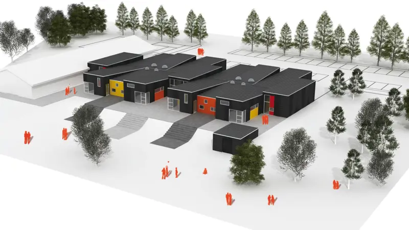 Arkitekttegning over Børneinstitution Grønnemarken